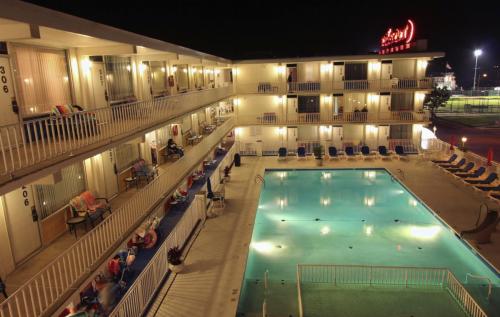 Night view of our heated pool.